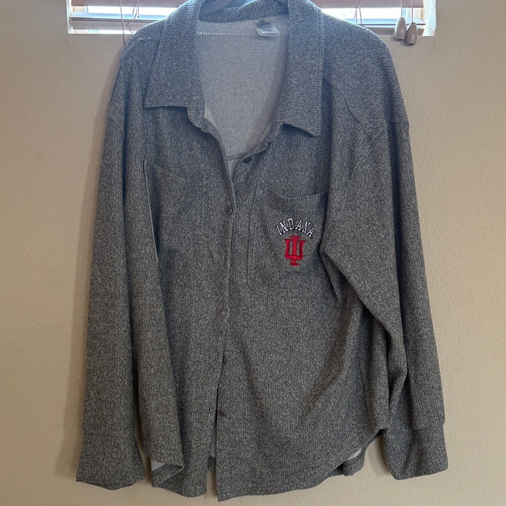 Indiana University Gray Button-Up Sweatshirt